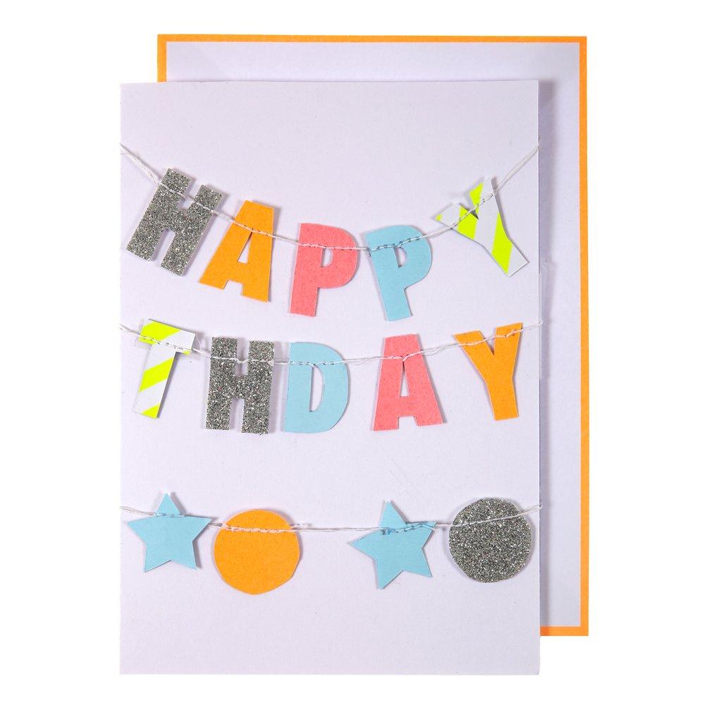 Neon Birthday Garland Card