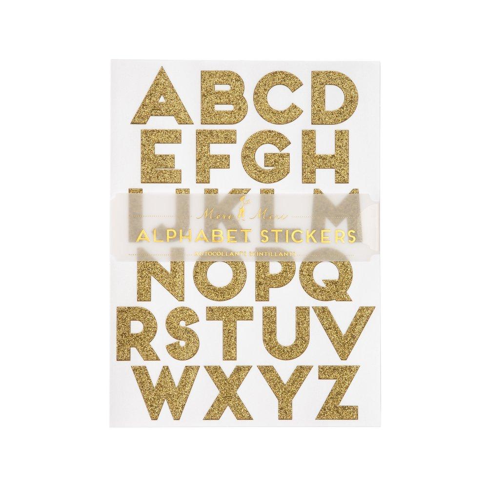 Gold Glitter Alphabet Sticker Sheets (set of 10 sheets)