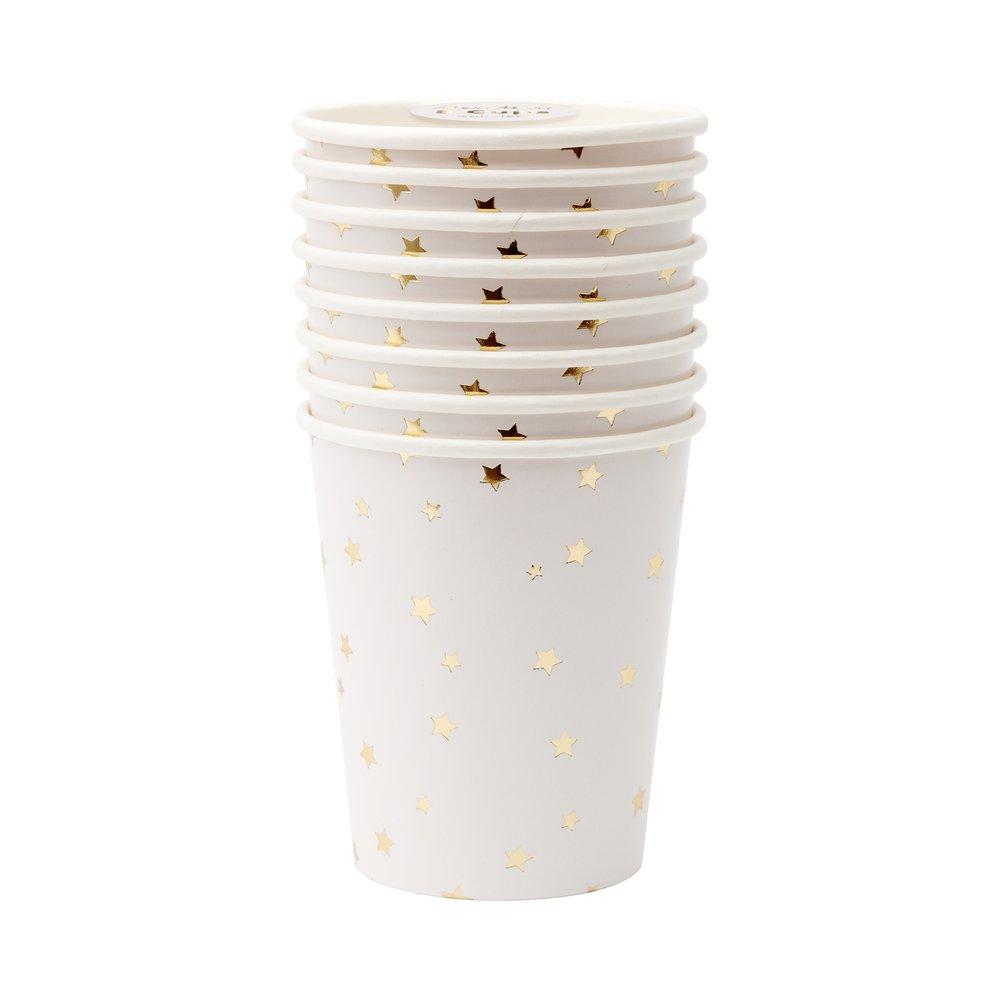 Gold Star Confetti Party Cups (set of 8)