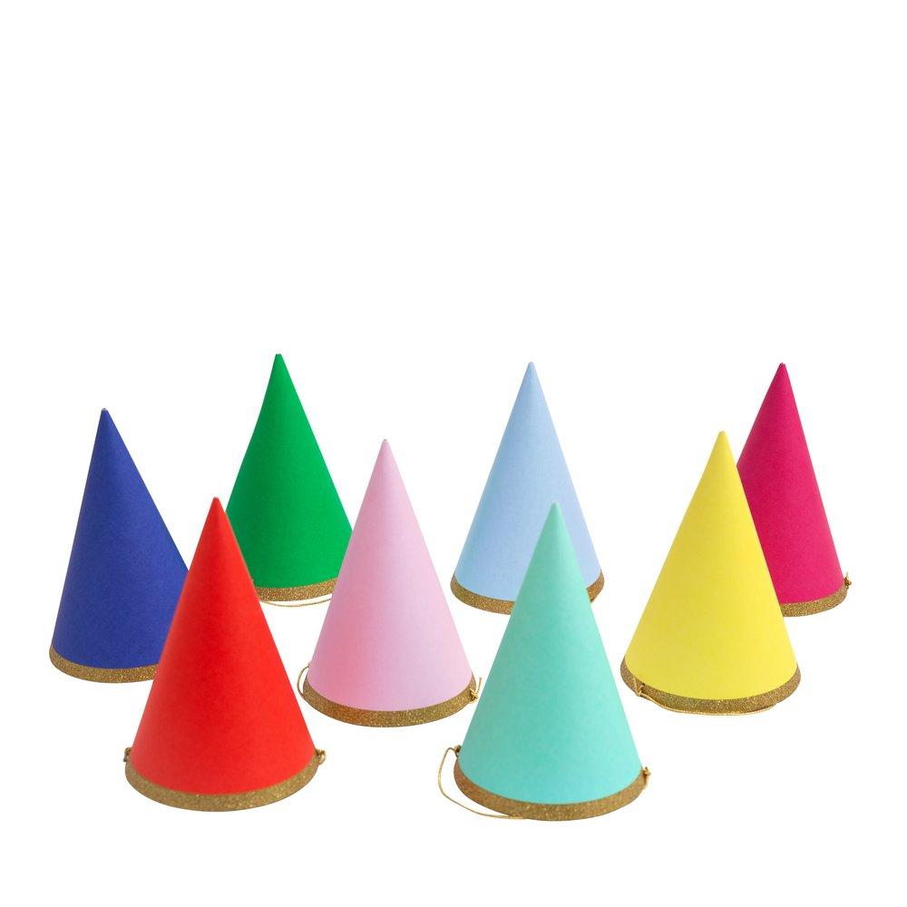 Multicolour Party Hats (set of 8)