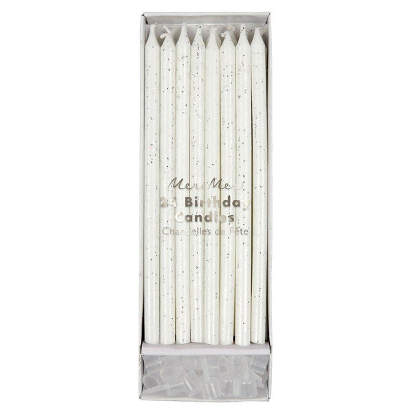 Silver Glitter Candles (set of 24)