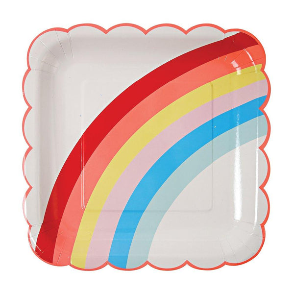 These scalloped edge paper plates have all the colours of the rainbow.