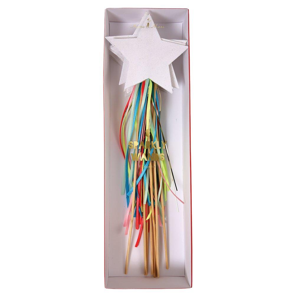 Each fairy wand has crystal glitter and colourful ribbons. 