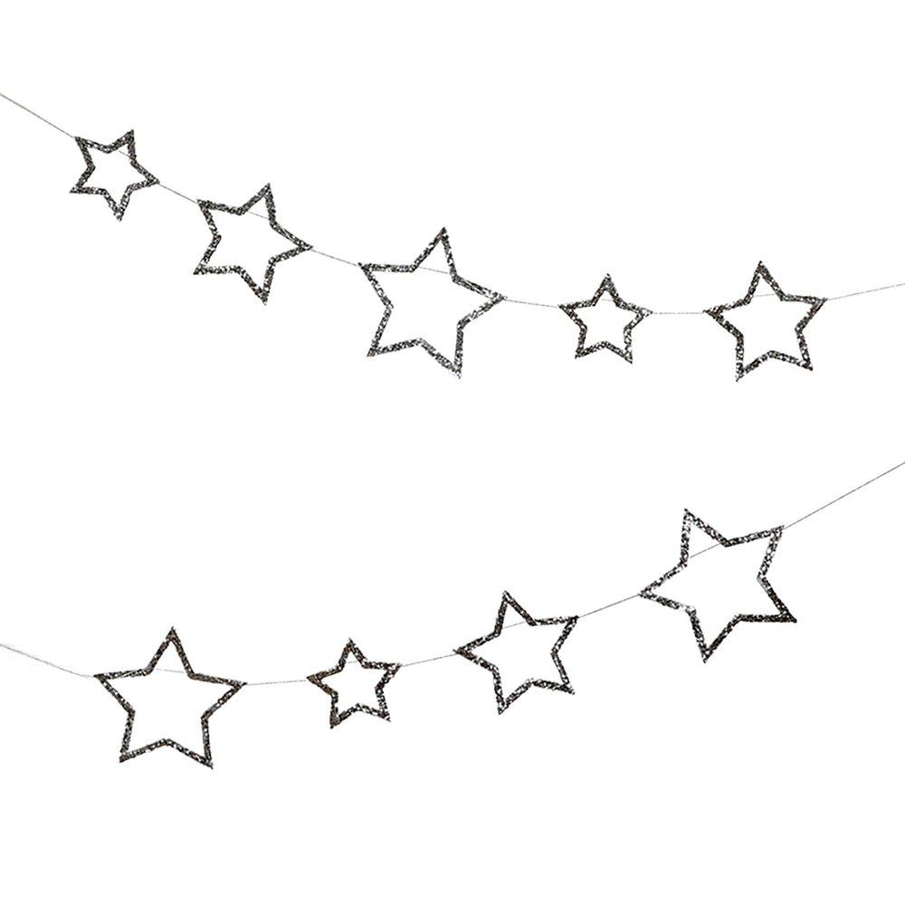 Silver Glitter Star Mini Garland