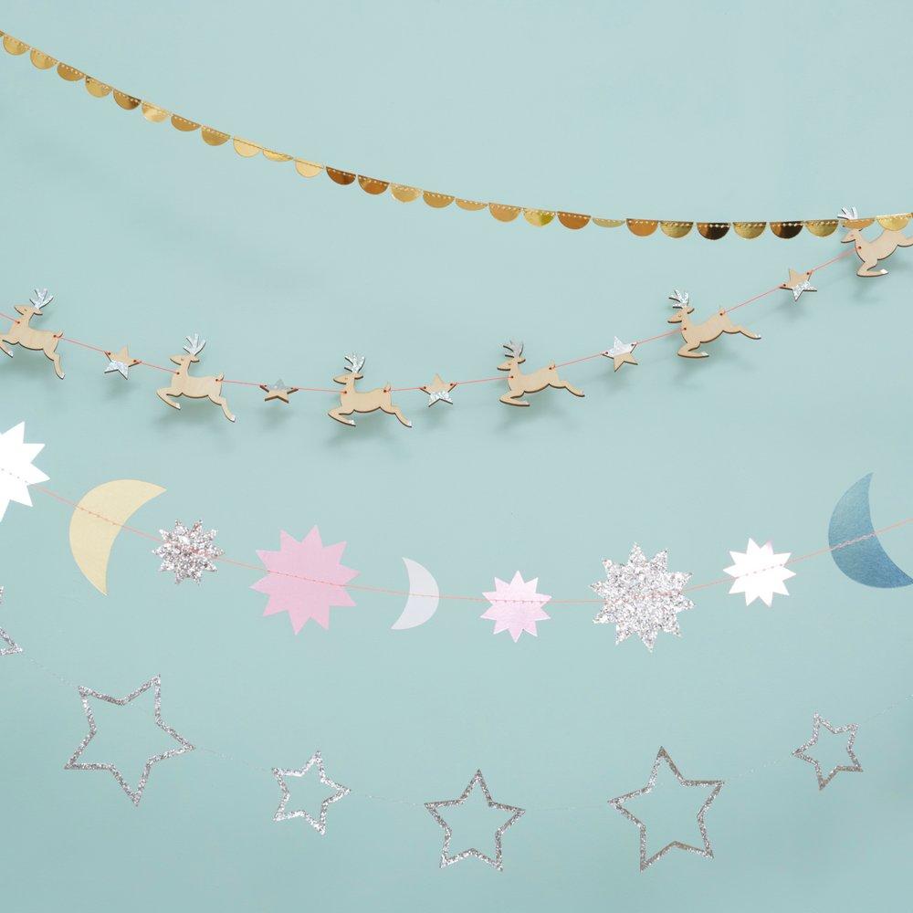 Silver Glitter Star Mini Garland