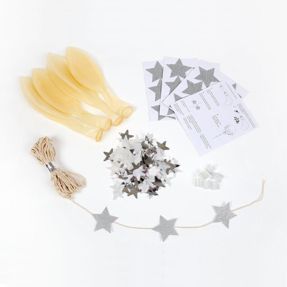 Silver Star Confetti Balloon Kit (set of 8)