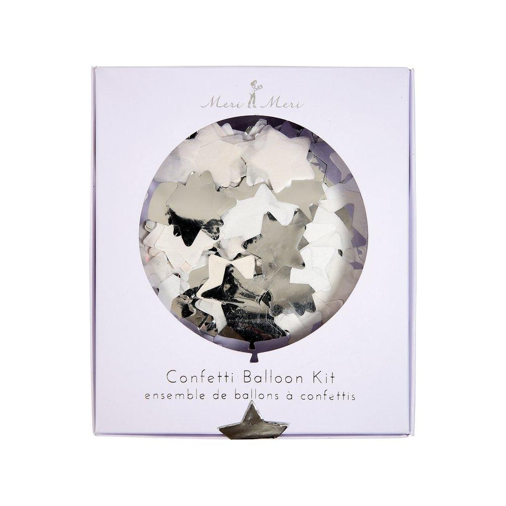 Silver Star Confetti Balloon Kit (set of 8)