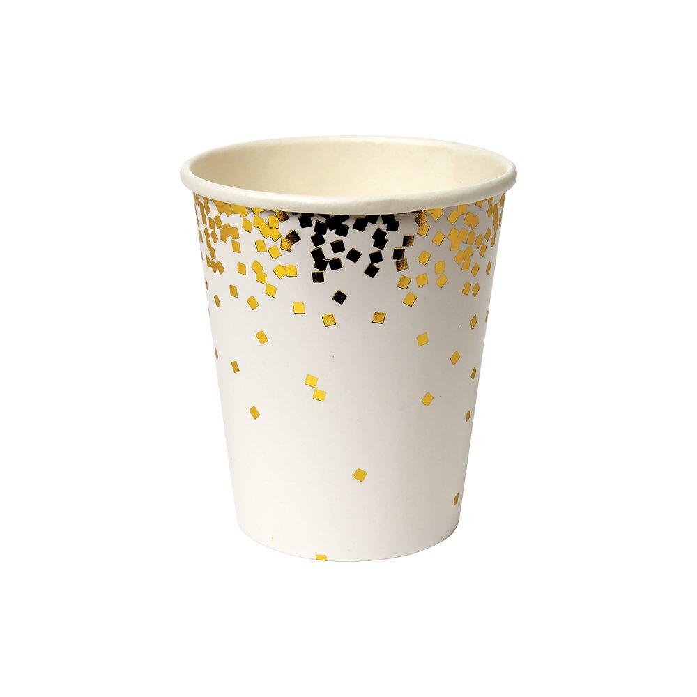 Gold Square Confetti Party Cups (set of 8)