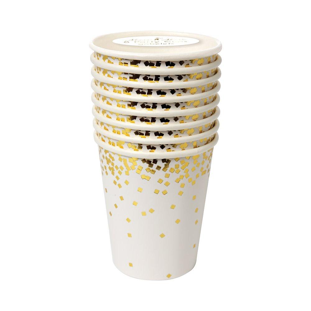 Gold Square Confetti Party Cups (set of 8)