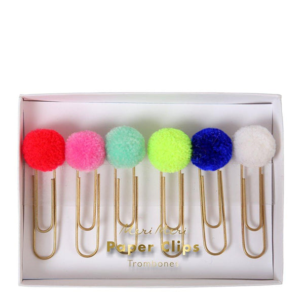 Jazzy Pompom Jumbo Paper Clips (set of 6)