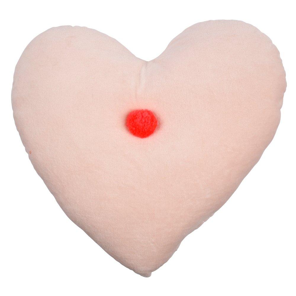 Peach Heart Velvet Cushion