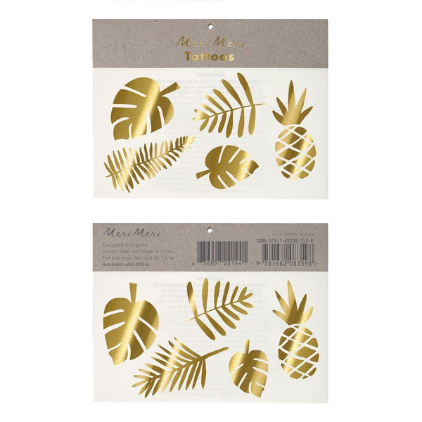 Gold Tropical Large Temporary Tattoos