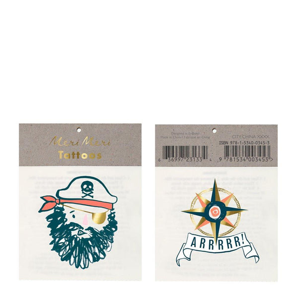 Bearded Pirate Small Tattoos (set of 2 sheets)