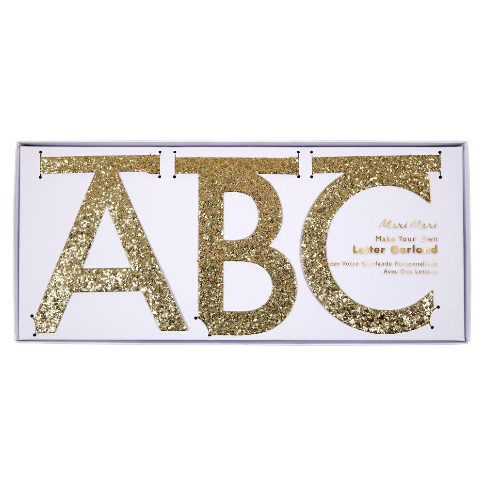 Gold Glitter Letter Garland Kit