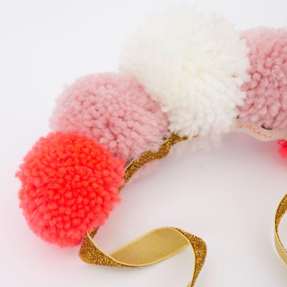 Pink Pompom Crown