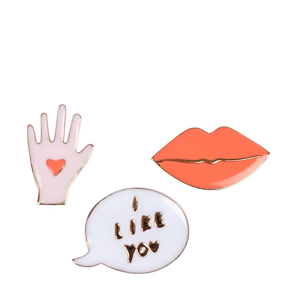 Lips, Hand & Bubble Enamel Pins (set of 3)