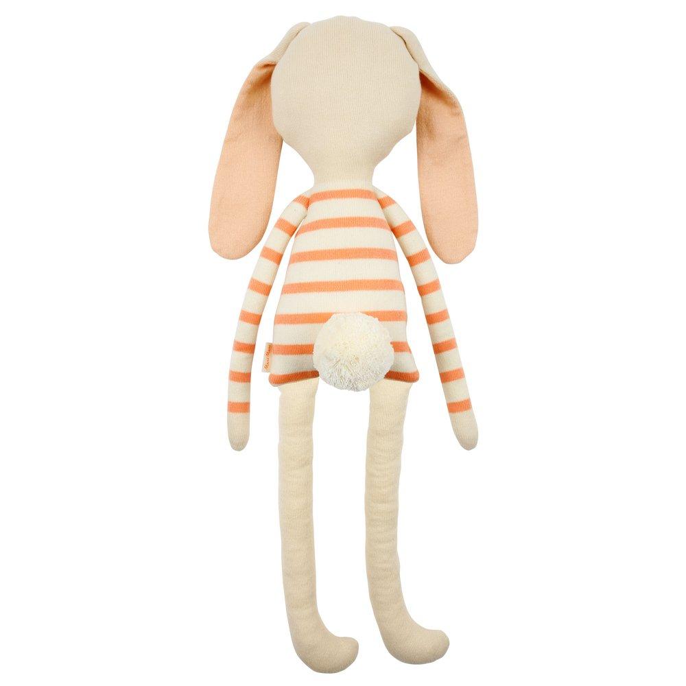 Alfalfa bunny is crafoted from knitted organic cotton, with floppy ears, a pompom tail and sweet stitched features. 