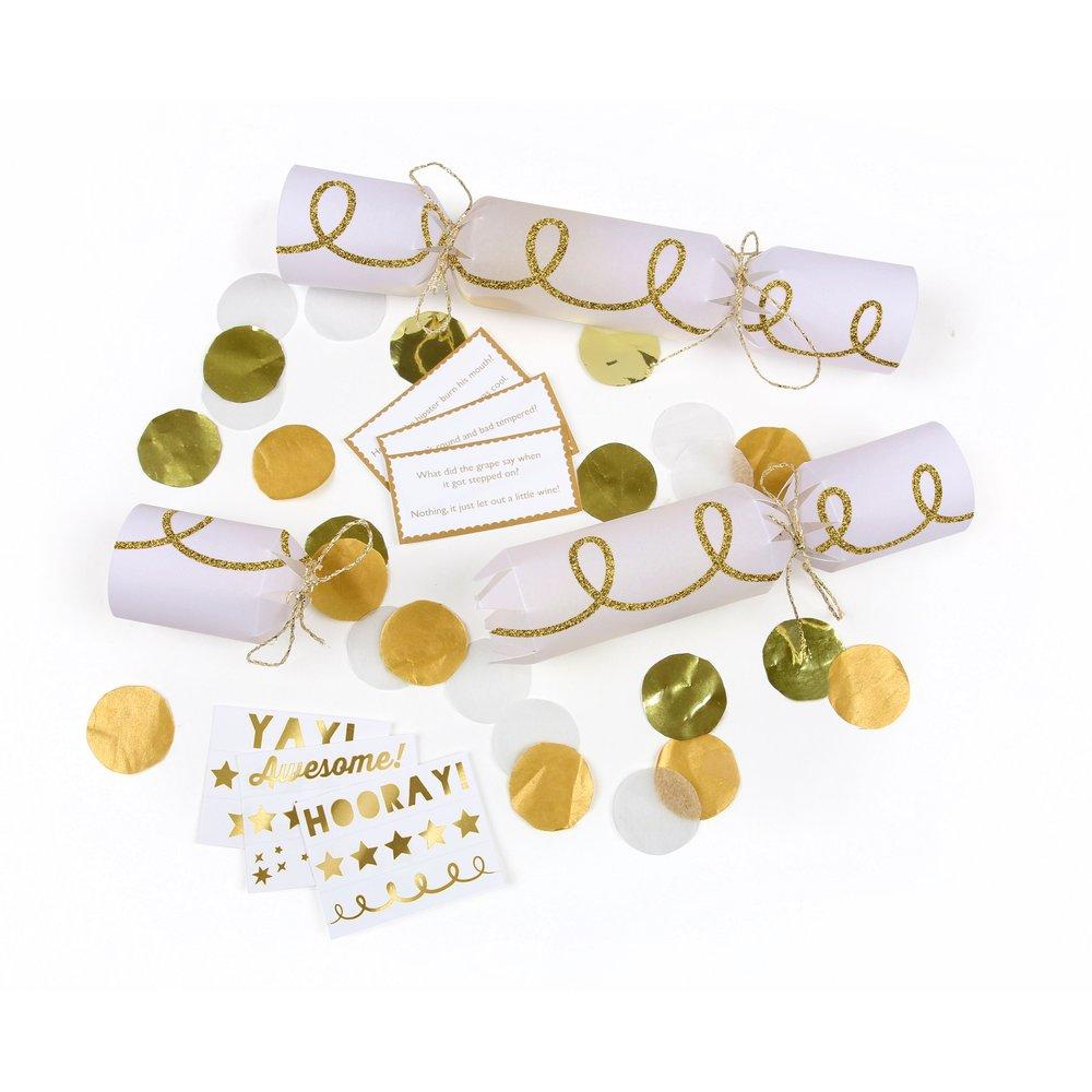 Gold Twist Confetti Small Crackers (set of 6)