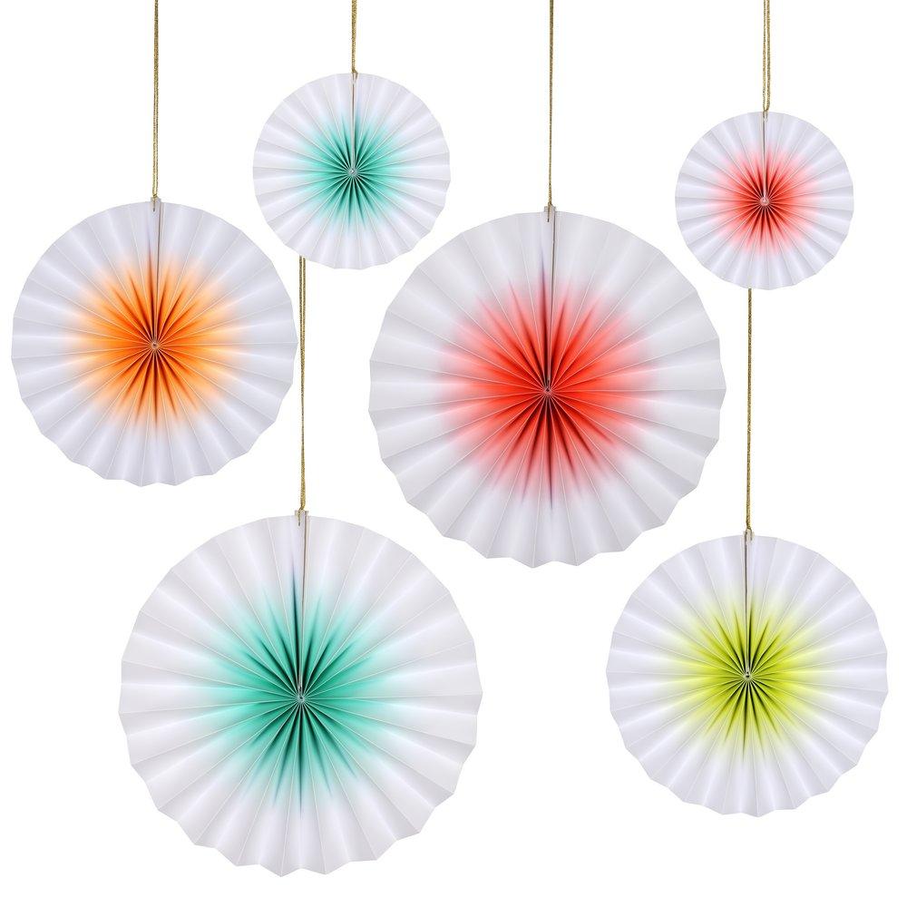 Neon Ombre Pinwheel Decorations (set of 6)