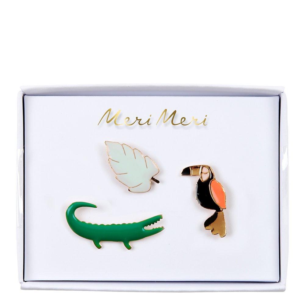 Jungle Enamel Lapel Pins (set of 3)