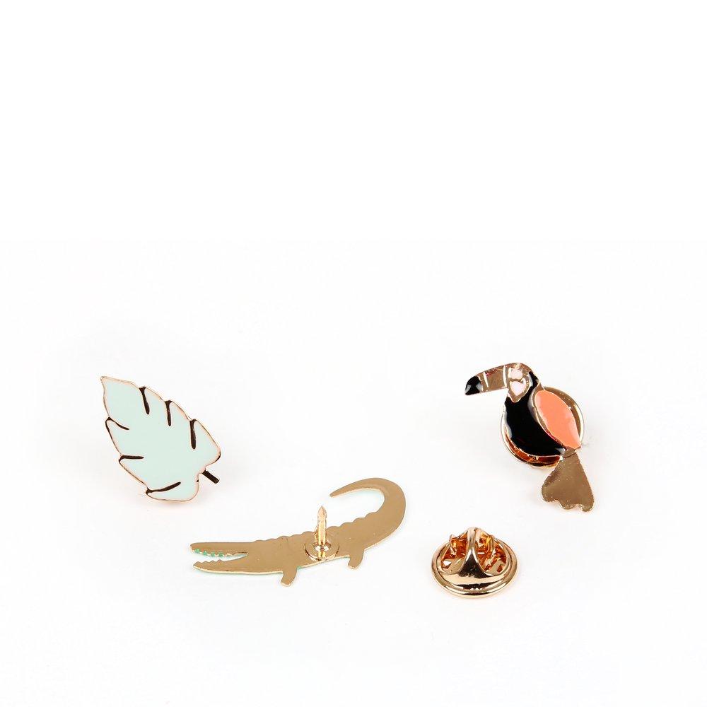 Jungle Enamel Lapel Pins (set of 3)