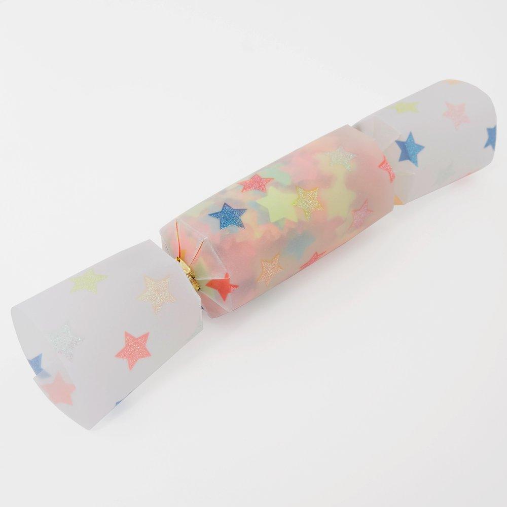 Multicolour Star Confetti Small Crackers (set of 6)