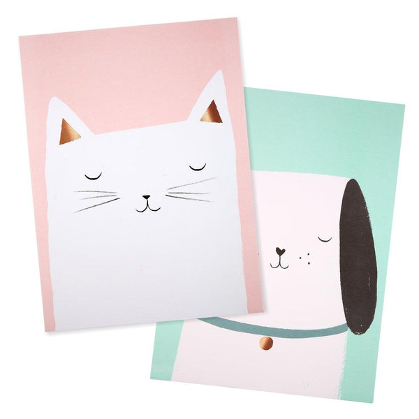 Cat & Dog Art Prints (set of 2)