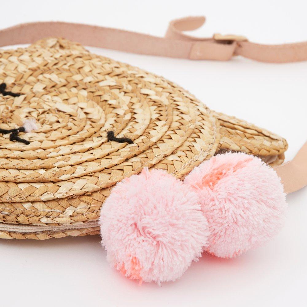 Cat Cross Body Straw Bag