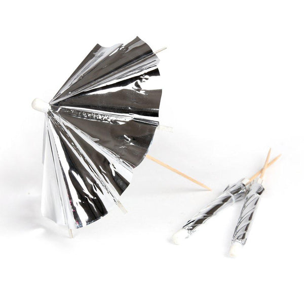 Silver Long Cocktail Umbrellas (set of 24)