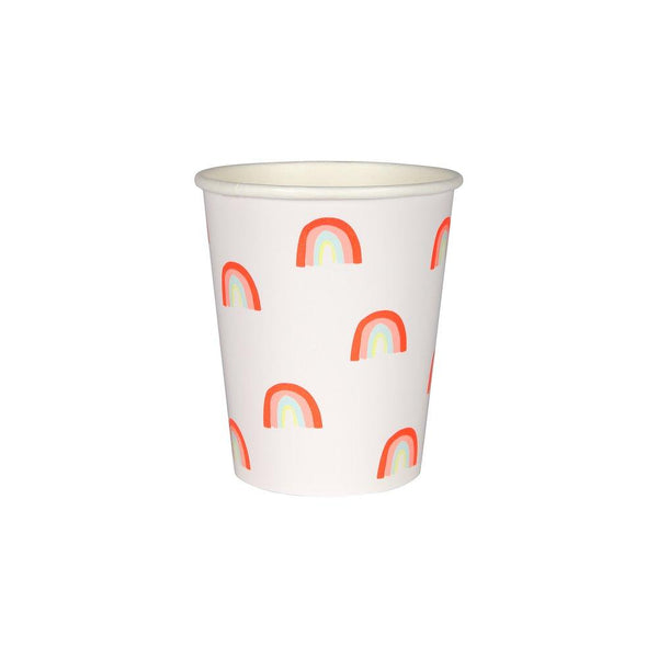 These paper cups, with a mini neon rainbow design, are really bright and cheerful. 