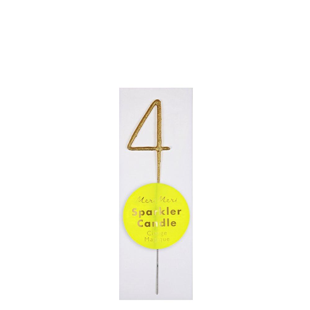 Gold Sparkler Numbers 0 to 9 Mini Candles