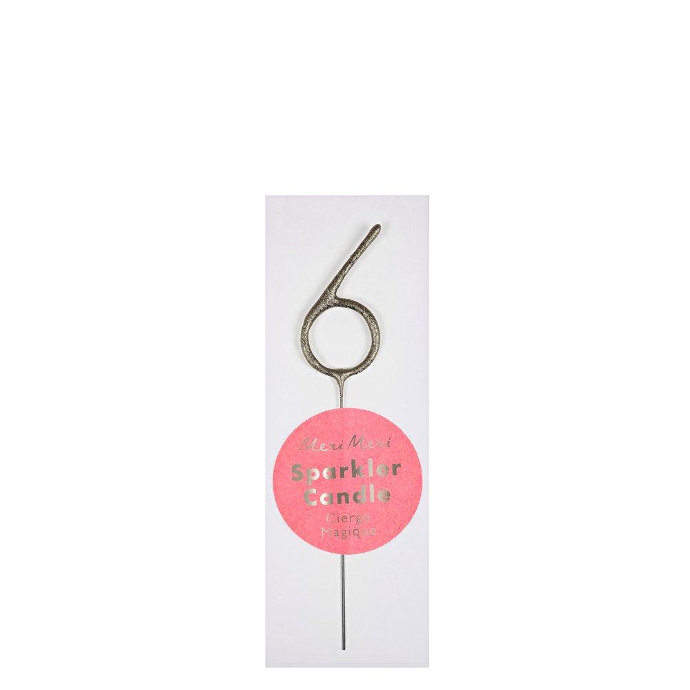 Silver Sparkler Numbers 0 to 9 Mini Candle