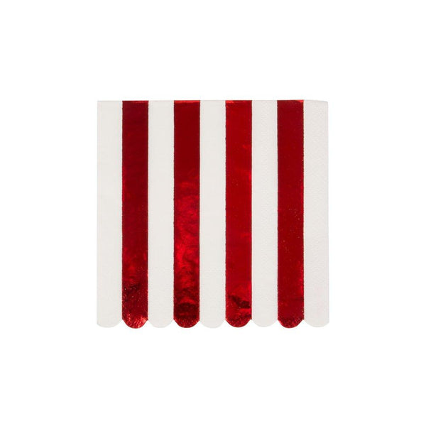 Shiny Red Stripe Small Napkins