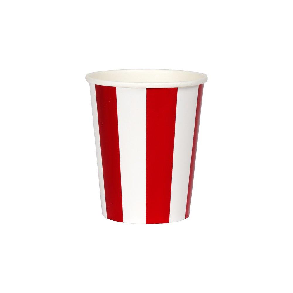 Shiny Red Stripe Party Cups (set of 8)