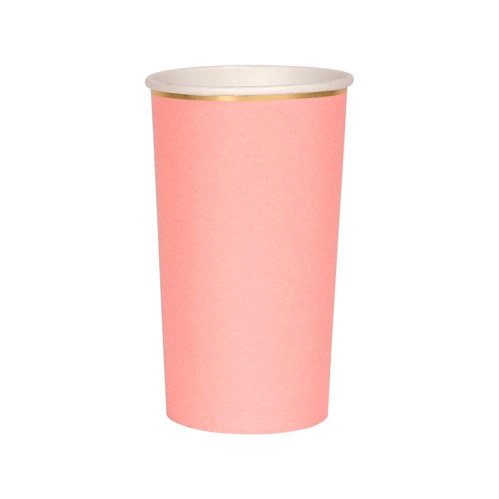 Neon Coral Highball Cups (set of 8)