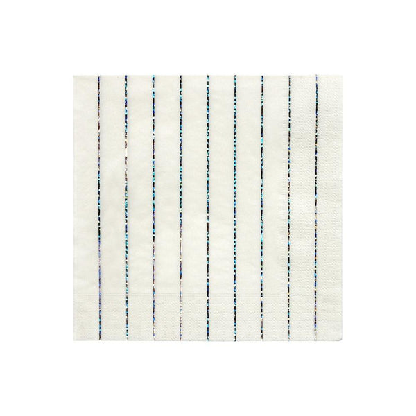 Silver Sparkle Stripe Large Napkins