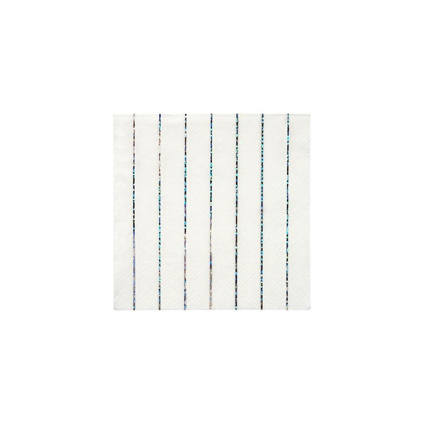 Silver Sparkle Stripe Small Napkins