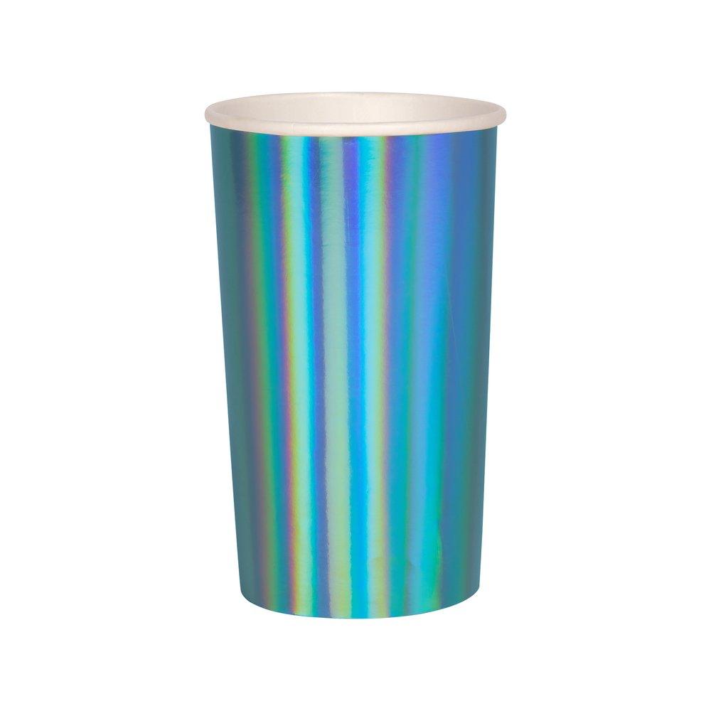 Blue Holographic Highball Cups (set of 8)