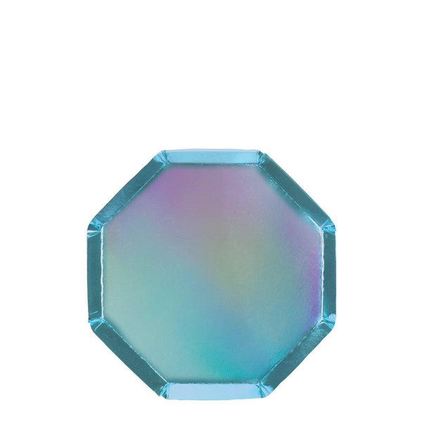Blue Holographic Cocktail Plates