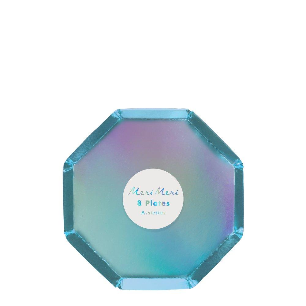 Blue Holographic Cocktail Plates (set of 8)