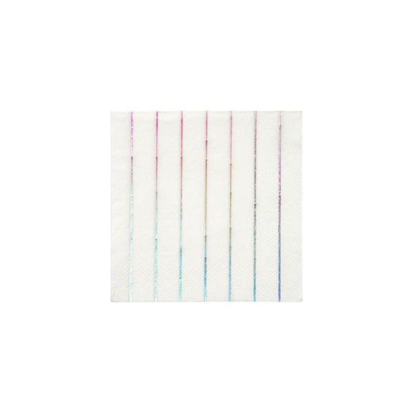 Silver Holographic Stripe Small Napkins