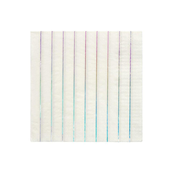 Silver Holographic Stripe Large Napkins