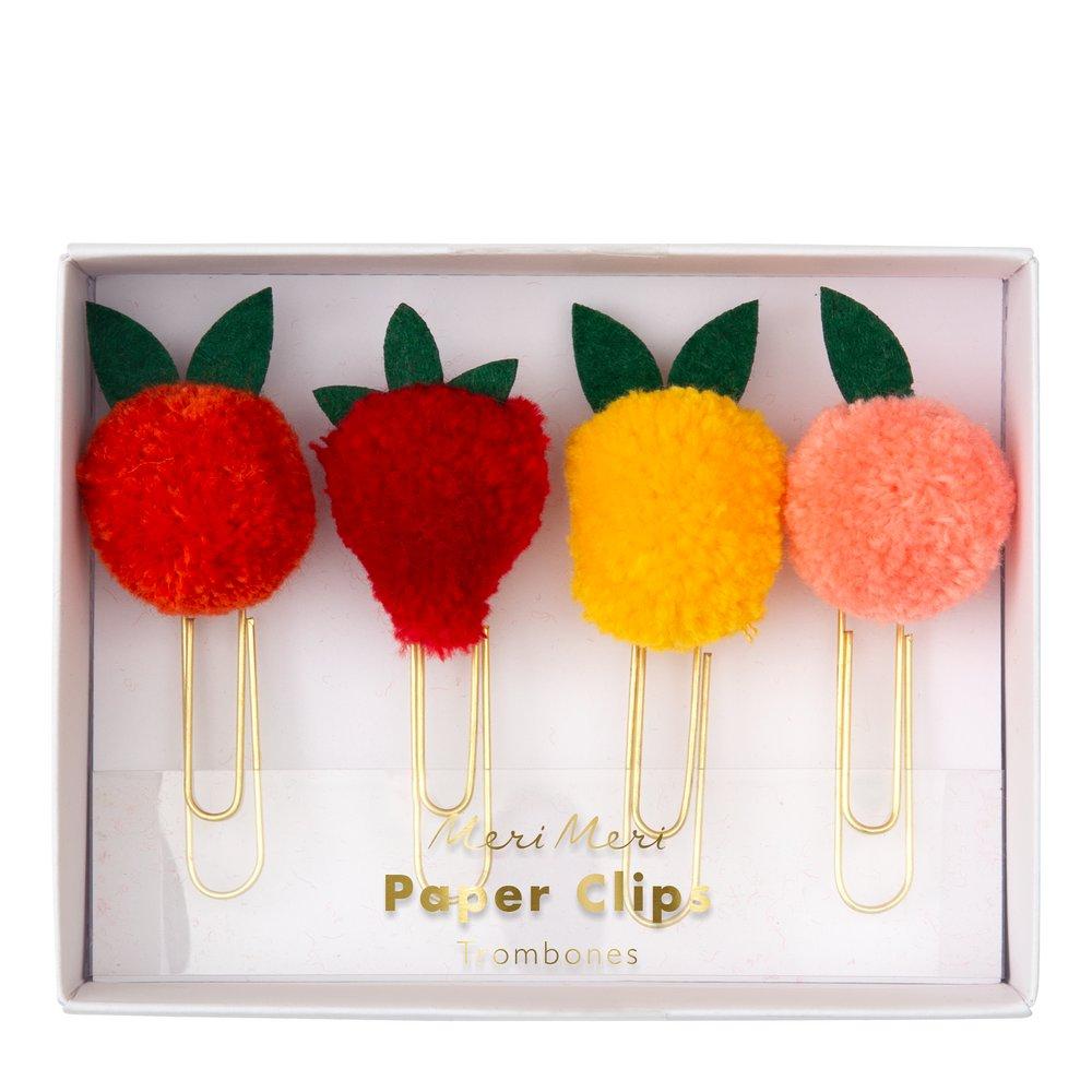 Fruit Pompom Jumbo Paper Clips (set of 4)