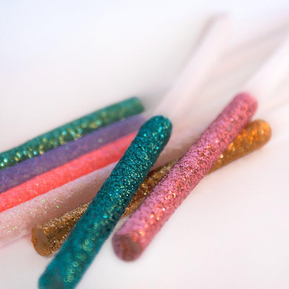 Multicolor Dipped Glitter Candles (set of 16)