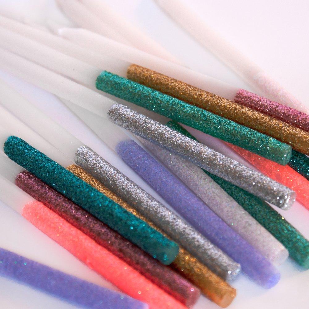 Multicolor Dipped Glitter Candles (set of 16)