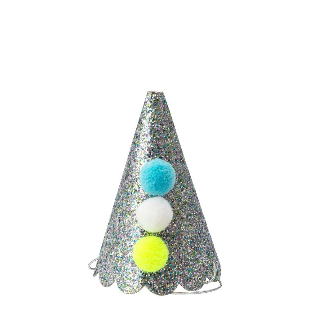 Silver Pierrot Party Hats (set of 8)