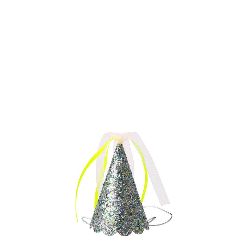 Silver Sparkle Mini Party Hats (set of 8)