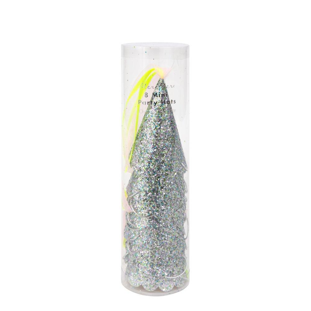 Silver Sparkle Mini Party Hats (set of 8)