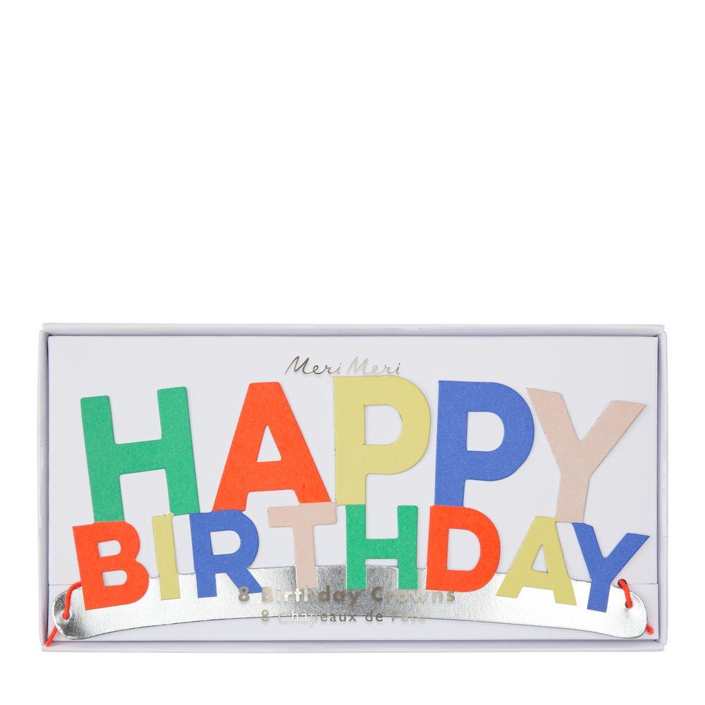 Happy Birthday Party Crowns (set of 8)