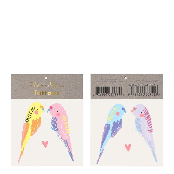 Budgie Small Temporary Tattoos